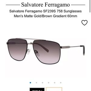 Salvatore Ferragamo Matte Gold and Brown Sunglasses